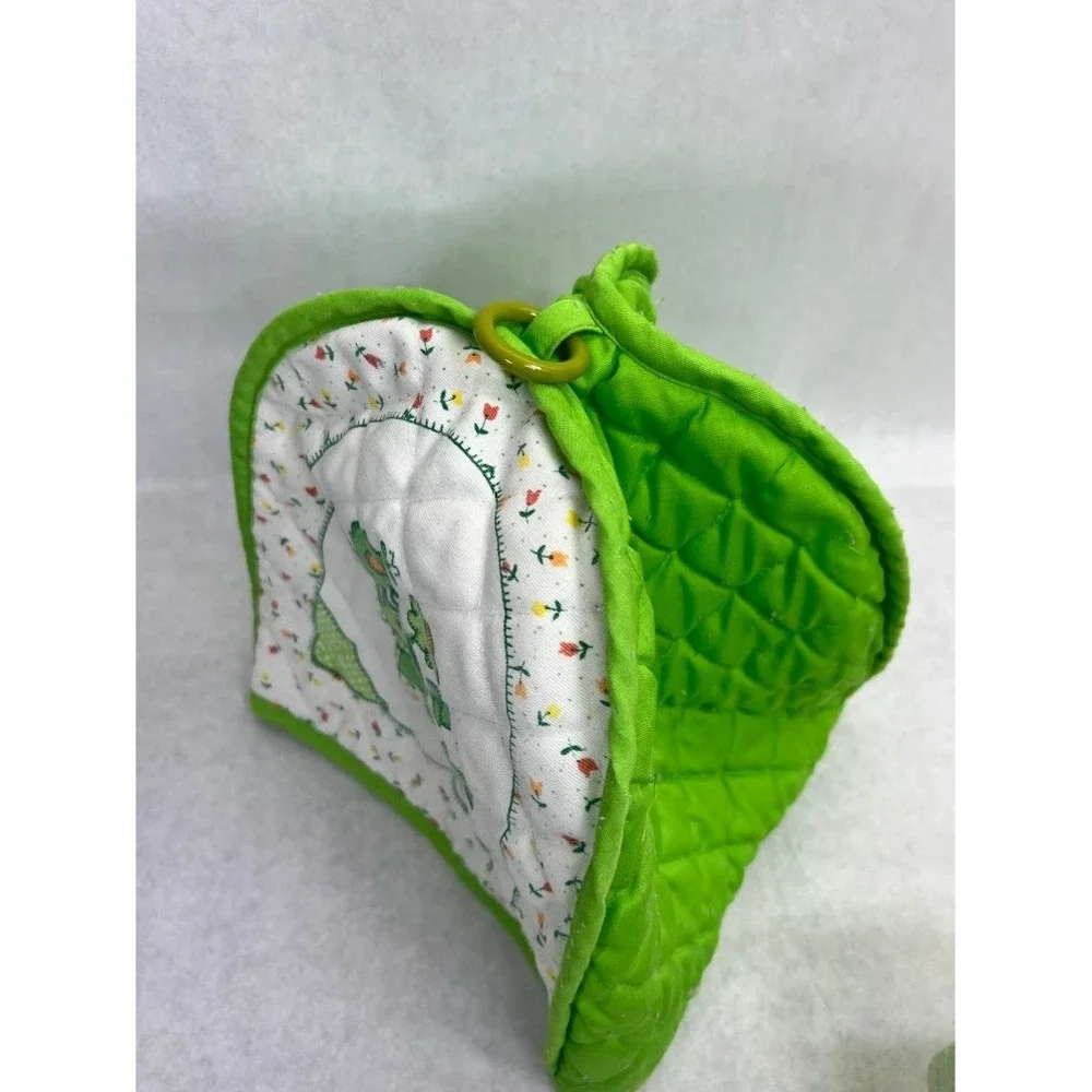Vintage Alex Quilted Toaster Cover Green Floral Basket Retro Kitchen Cottagecore